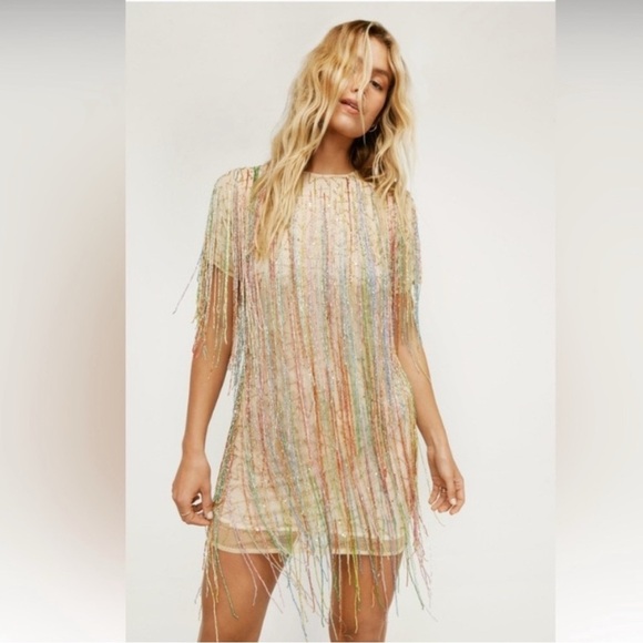 Nasty Gal Dresses & Skirts - Nasty Gal Plus Size Tassel Beaded Mini Shift Dress 2